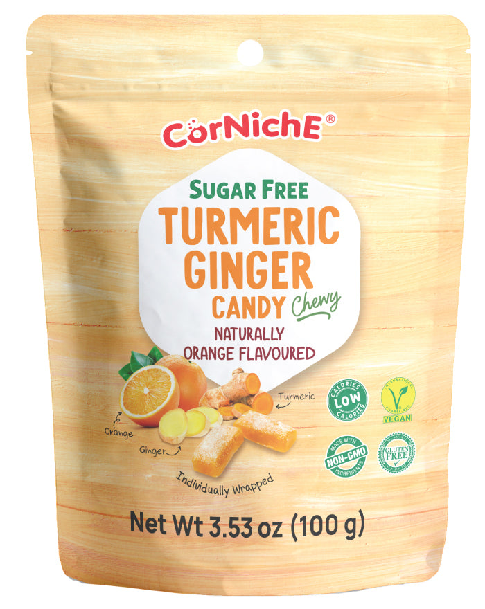 Corniche Sugar Free Ginger Turmeric Candy Orange 100g