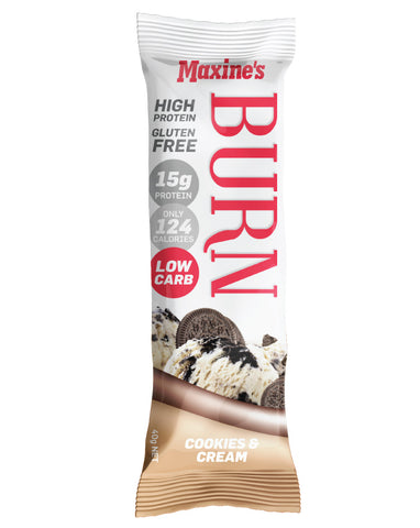 Maxine's Burn Bar Cookies & Cream 12 x 40g - Fresh Food Enterprises