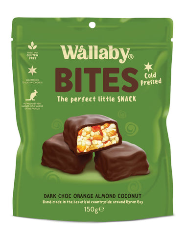Wallaby Bites Dark Choc Orange Almond & Coconut 150g - Fresh Food Enterprises