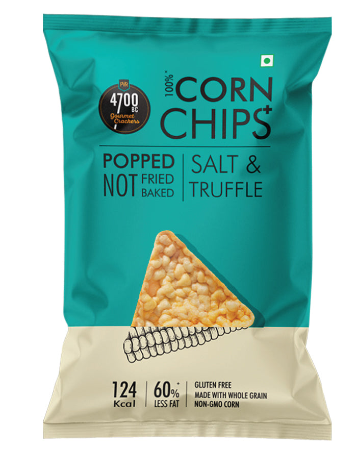 4700BC Salt and Truffle Popped Corn Chips 55g gluten free snack pack