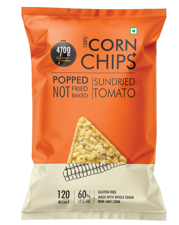 4700BC Sundried Tomato Popped Corn Chips 55g gluten free snack pack