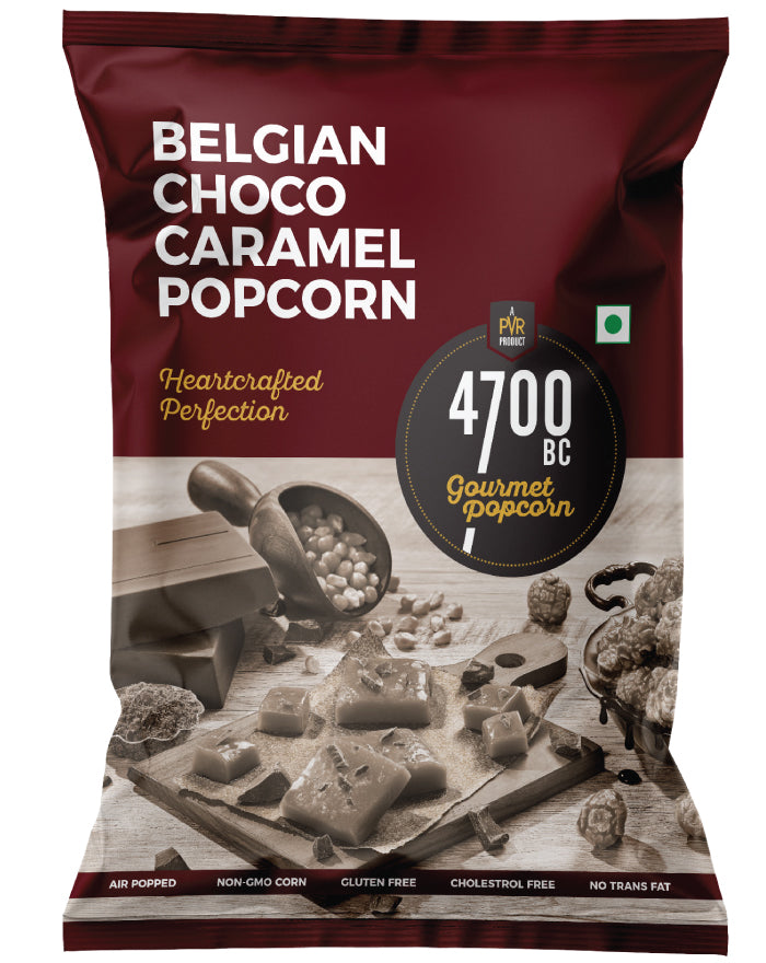 4700BC Belgian Choco Caramel Gourmet Popcorn 125g gluten free snack pack