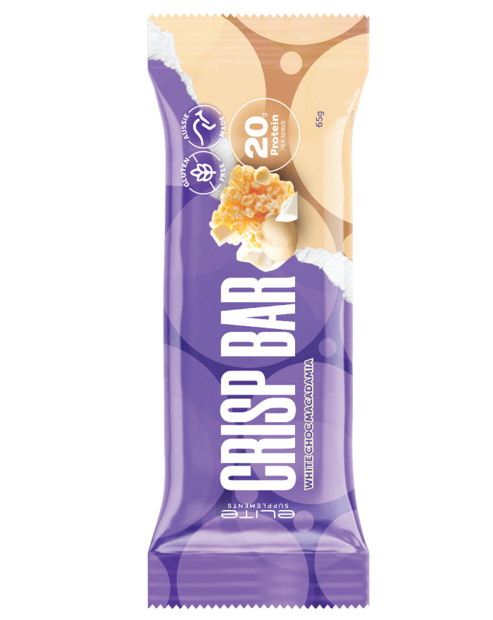 ELITE CRISP Bar White Choc Macadamia 65g