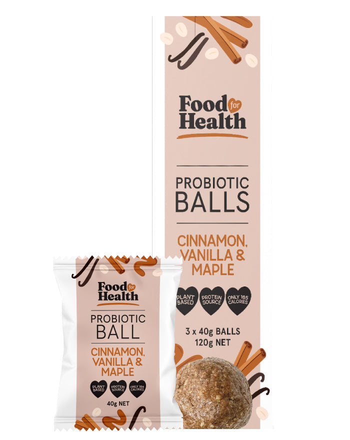 Food for Health Probiotic Balls Cinnamon, Vanilla & Maple 120g