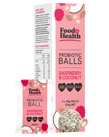 Food for Health Probiotic Balls Raspberry & Coconut 120g