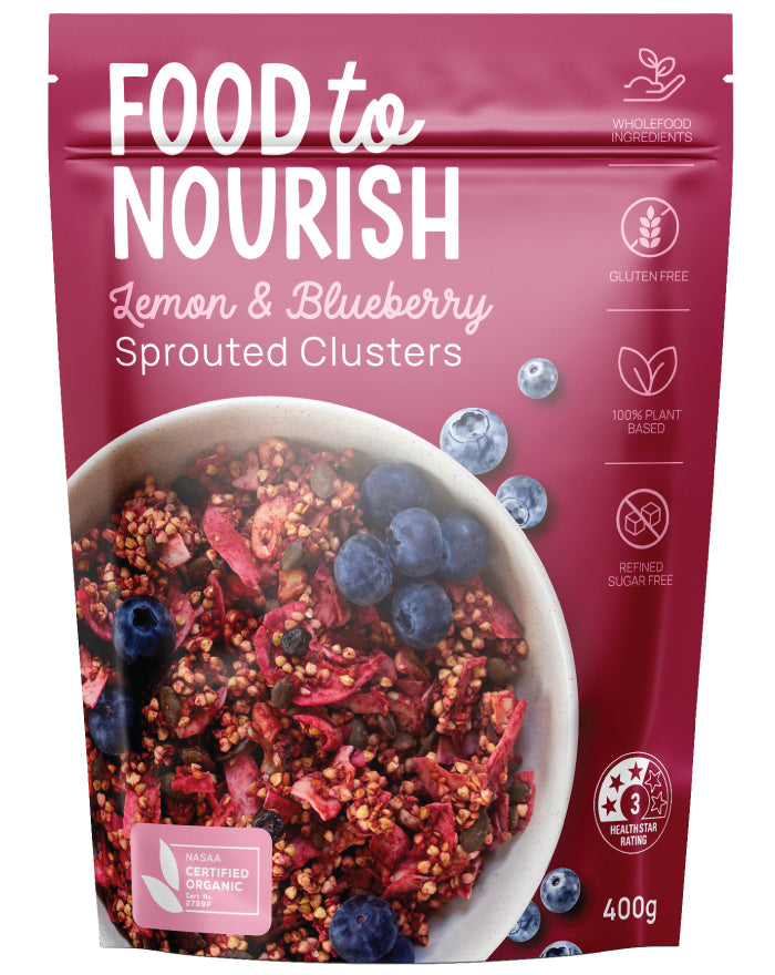 Food to Nourish Sprouted Clusters Lemon & Blueberry 400g