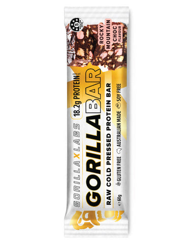 Gorilla X Labs Protein Bar Rocky Mountain Choc 60g wholesale protein snack for Australian retailers
