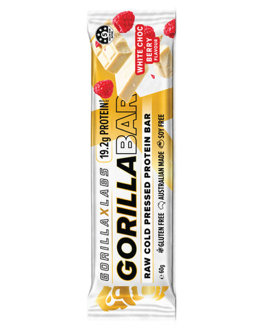 Gorilla X Labs Protein Bar White Choc Berry 60g wholesale protein snack for Australian retailers