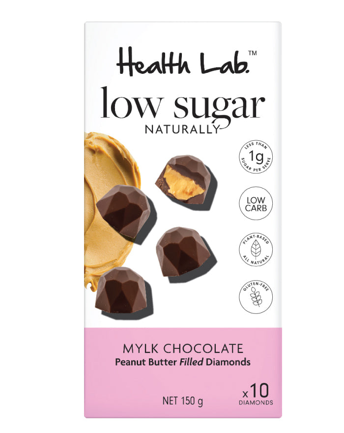 Health Lab Low Sugar Diamonds Peanut Butter Mylk Choc 150g