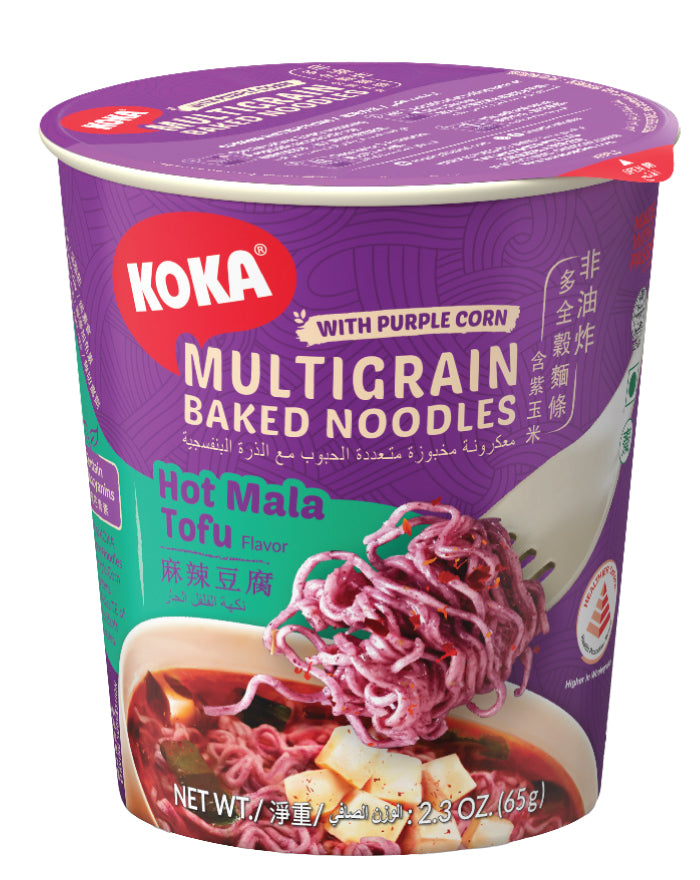 KOKA Baked Multigrain w. Purple Corn Cup Noodles - Hot Mala Tofu 65g