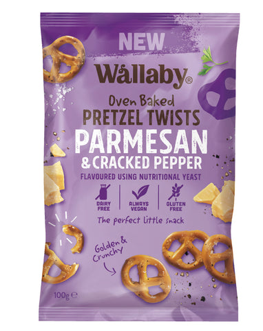 Wallaby Pretzel Twists Parmesan and Cracked Pepper 100g