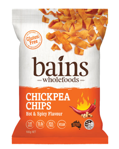 Bains Chickpea Chips Hot & Spicy 100g | Gluten Free Healthy Snack