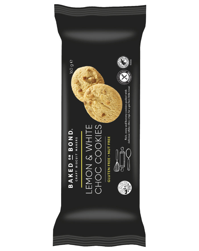 Baked on Bond Gluten Free Cookies Lemon & White Choc Chip 160g