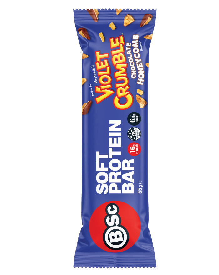BSc Violet Crumble Soft Protein Bar Chocolate Honeycomb 55g