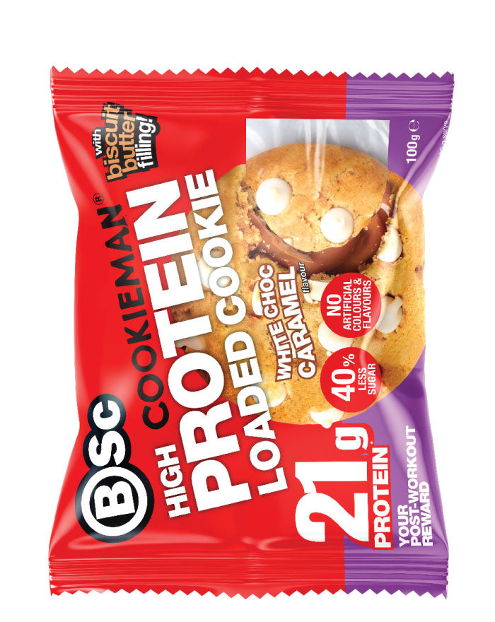 BSc Cookieman High Protein Loaded Cookie White Choc Caramel 100g