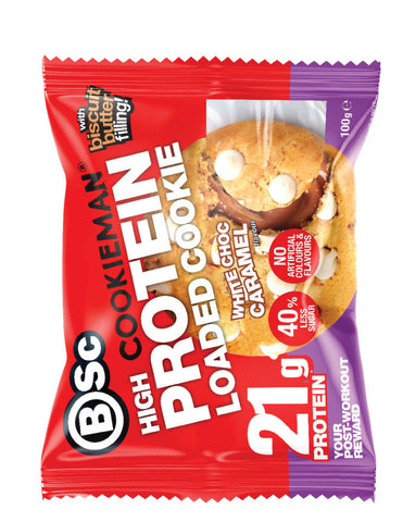 BSc Cookieman High Protein Loaded Cookie White Choc Caramel 100g