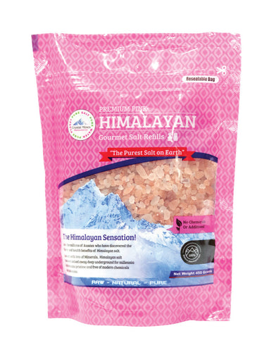 Crystal Mines Himalayan Coarse Salt 450g natural pink salt crystals for grinders and cooking