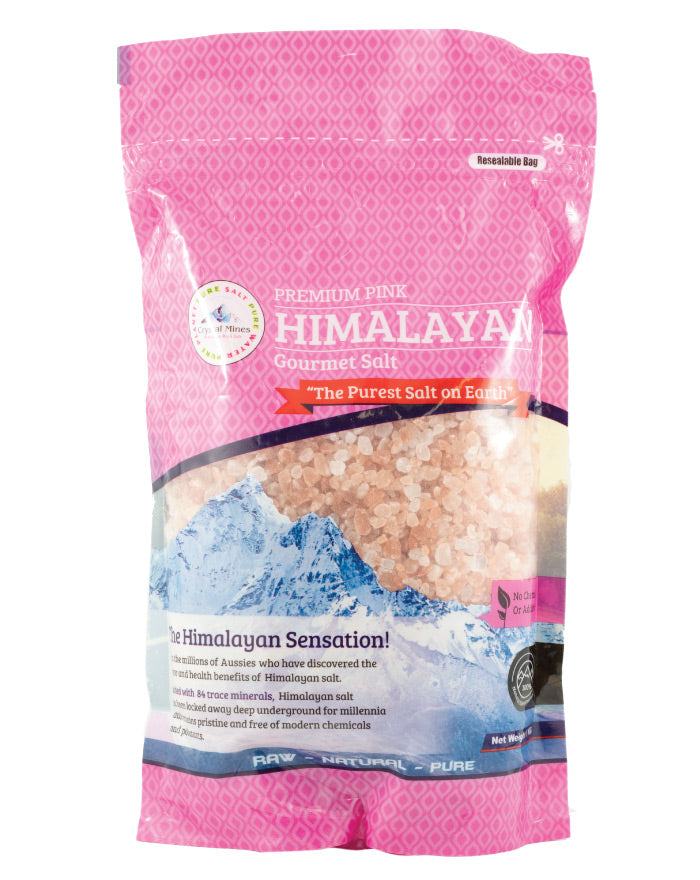 Crystal Mines Himalayan Pink Salt Coarse 1kg premium natural Himalayan gourmet salt