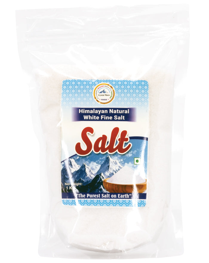 Crystal Mines Himalayan White Salt Fine 1kg premium natural Himalayan salt