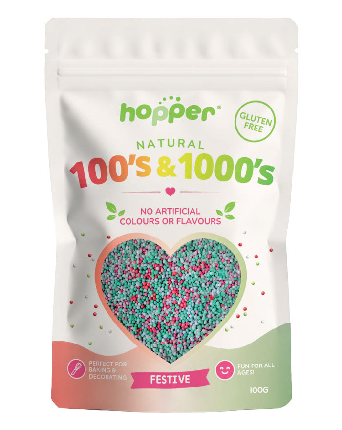Hopper Festive Gluten Free 100s and 1000s 100g pouch wholesale baking decorations