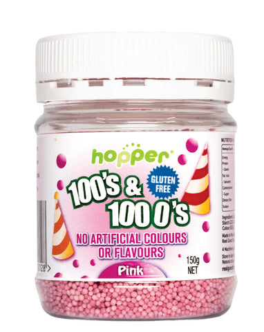 Hopper Pink 100s and 1000s 150g gluten free baking decorations