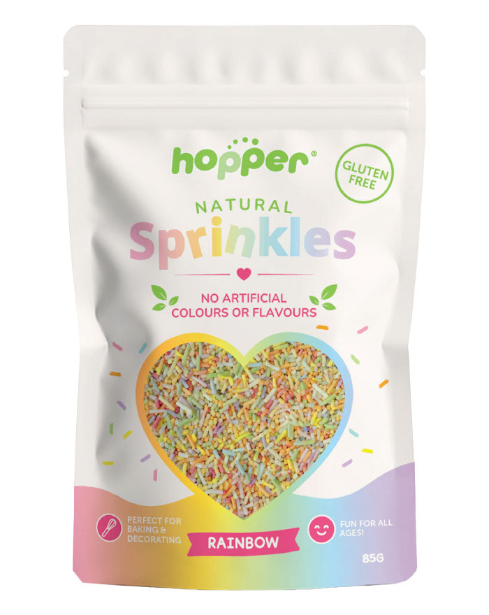 Hopper Rainbow Gluten Free Sprinkles 86g pouch wholesale natural colour baking decorations