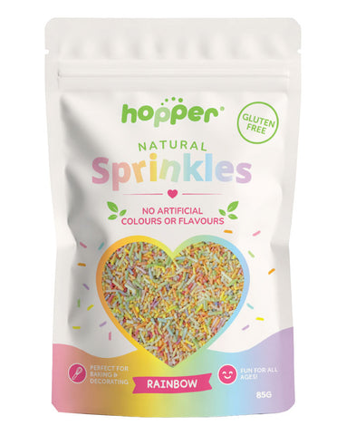 Hopper Rainbow Gluten Free Sprinkles 86g pouch wholesale natural colour baking decorations