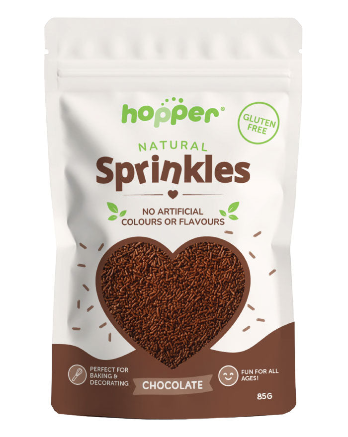 Hopper Chocolate Gluten Free Sprinkles 86g pouch wholesale baking decorations