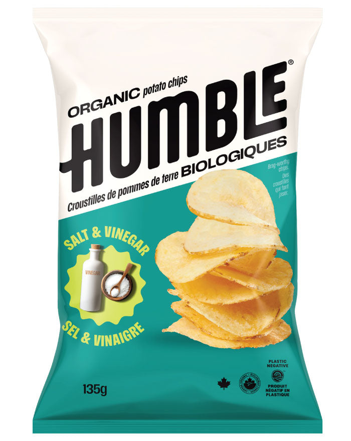 Humble Organic Potato Chips Salt and Vinegar 135g gluten free vegan chips