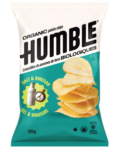 Humble Organic Potato Chips Salt and Vinegar 135g gluten free vegan chips