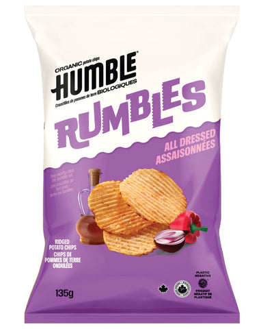 Humble Rumbles Organic Potato Chips All Dressed 135g ridged gluten free vegan chips