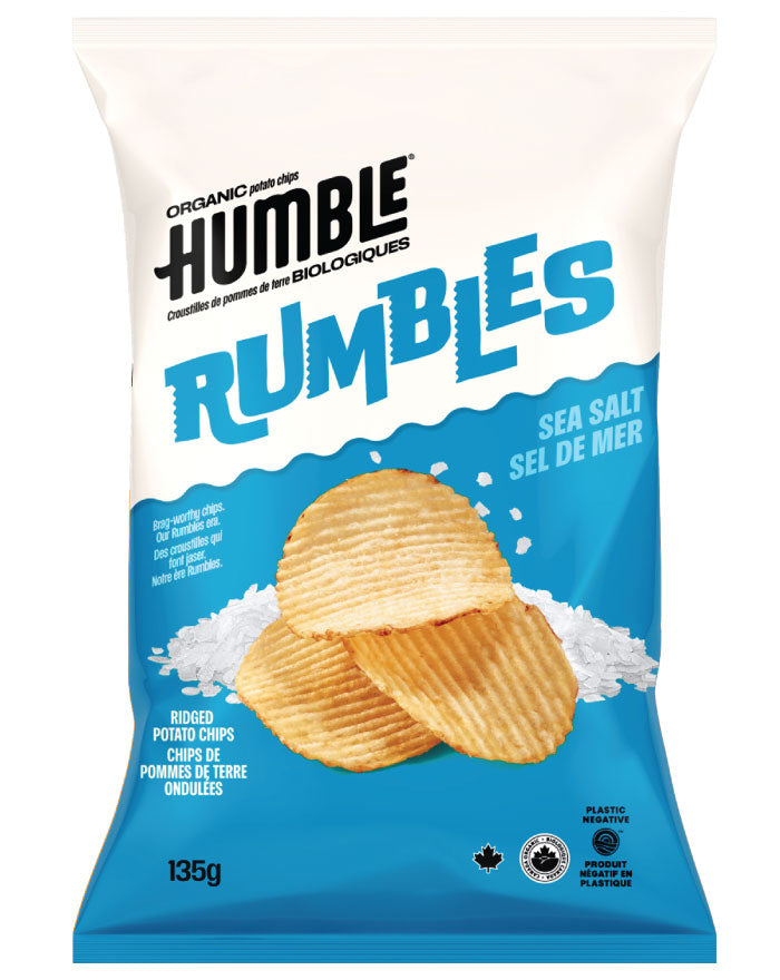 Humble Rumbles Organic Potato Chips Sea Salt 135g ridged gluten free vegan chips