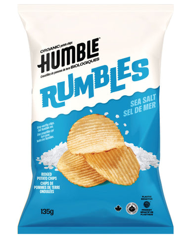 Humble Rumbles Organic Potato Chips Sea Salt 135g ridged gluten free vegan chips