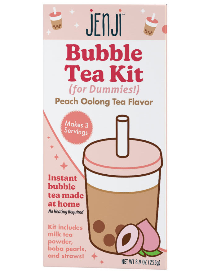 Jenji Bubble Tea Kit Peach Oolong Tea 255g – front view of premium at-home boba tea kit