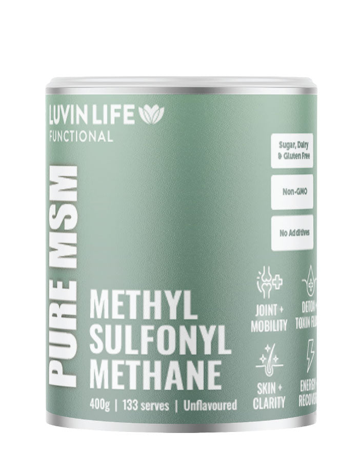 Luvin Life MSM powder methyl sulphonyl methane 400g gluten free functional wellness supplement
