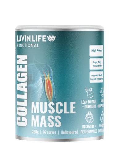 Luvin Life Muscle Mass Collagen 250g BODYBALANCE collagen peptides gluten free performance wellness powder