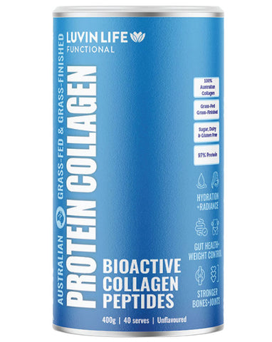 Luvin Life Australian bioactive collagen peptides 400g gluten free unflavoured collagen powder