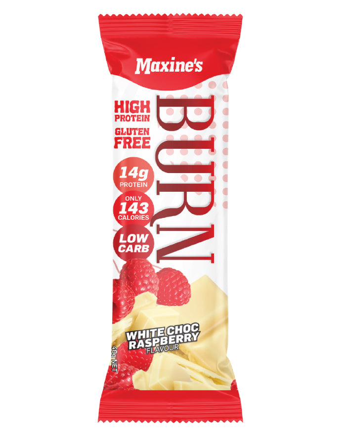 Maxine's Burn Bar White Choc Raspberry 40g