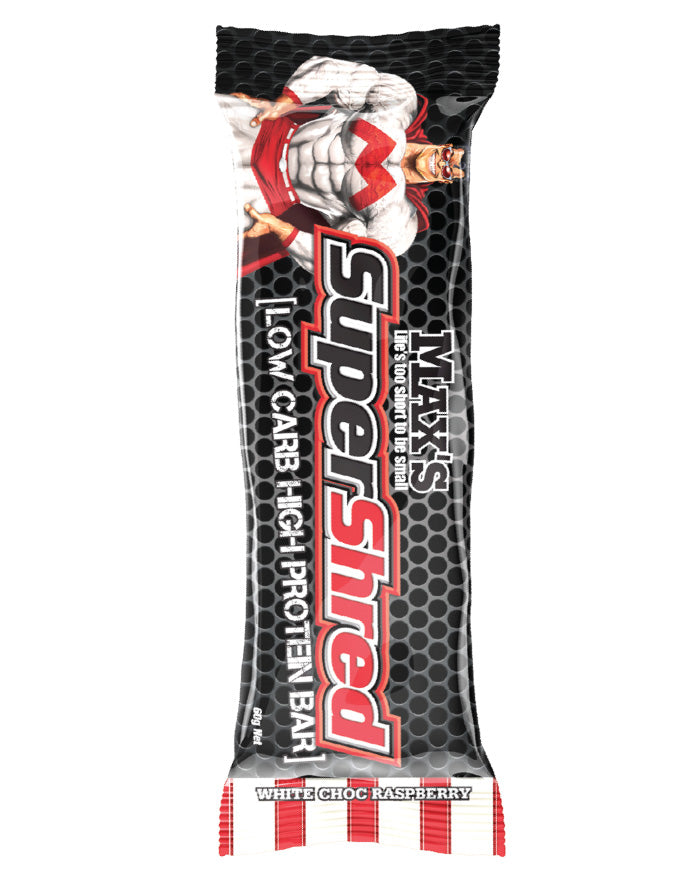 Max's Super Shred Low Carb Bar White Choc Raspberry 60g
