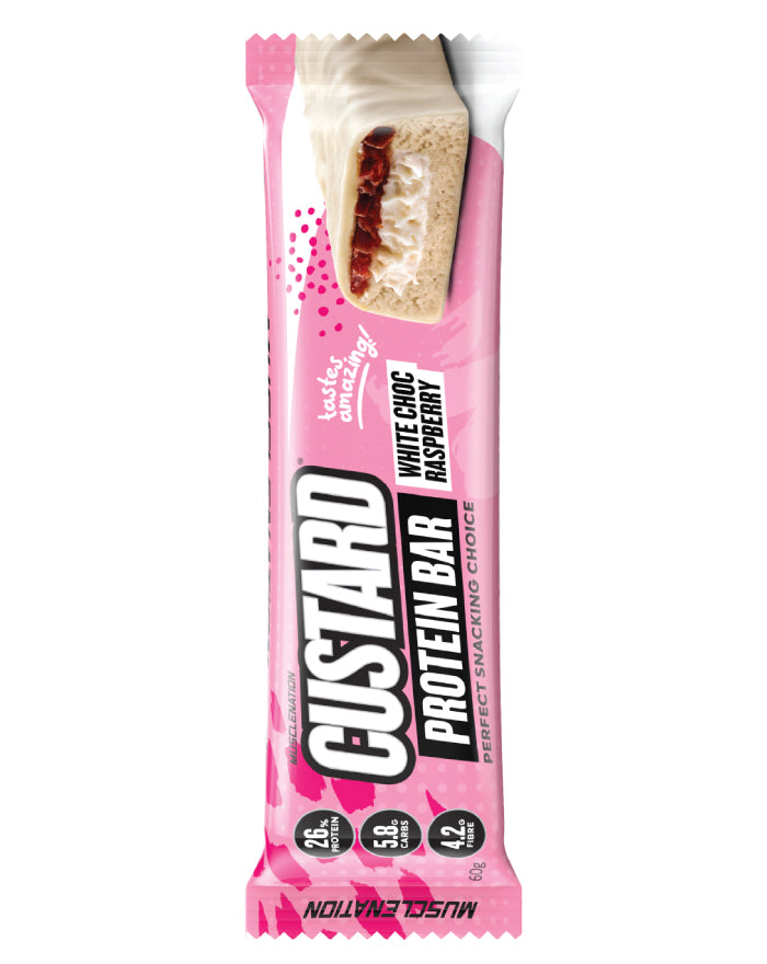 Muscle Nation Protein Custard Bar White Choc Raspberry 60g product image