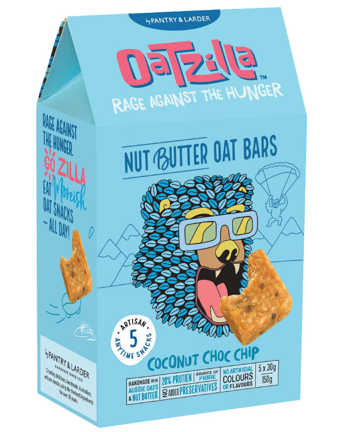 Oatzilla Multipack Coconut Choc Chip Bar 150g handmade Aussie oat snack