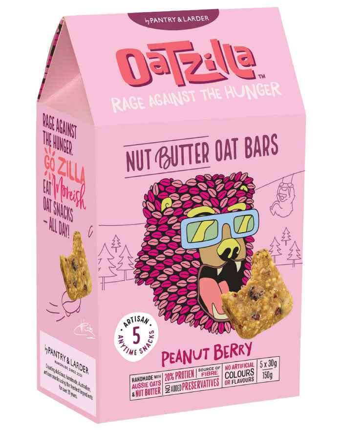 Oatzilla Multipack Peanut Berry Bar 150g handmade Aussie oat snack