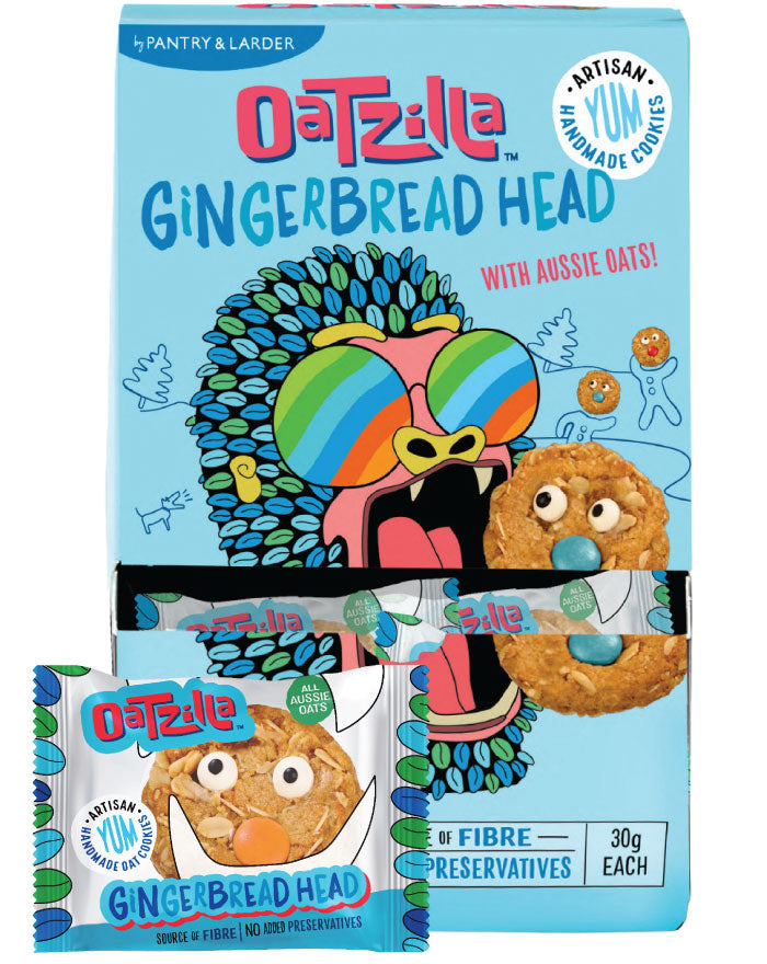 Oatzilla Oat Cookie Gingerbread Head 30g handmade Aussie oat snack