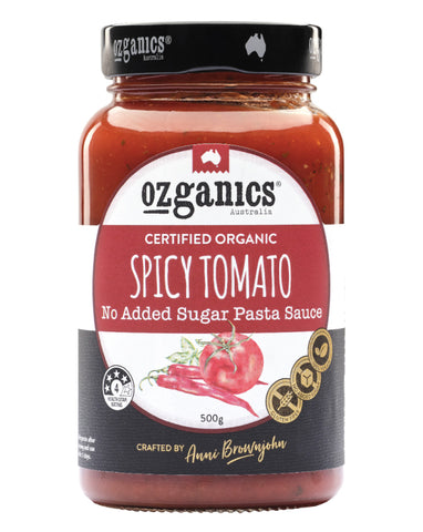 Ozganics Spicy Tomato Organic Pasta Sauce 500g wholesale pasta sauce for Australian retailers
