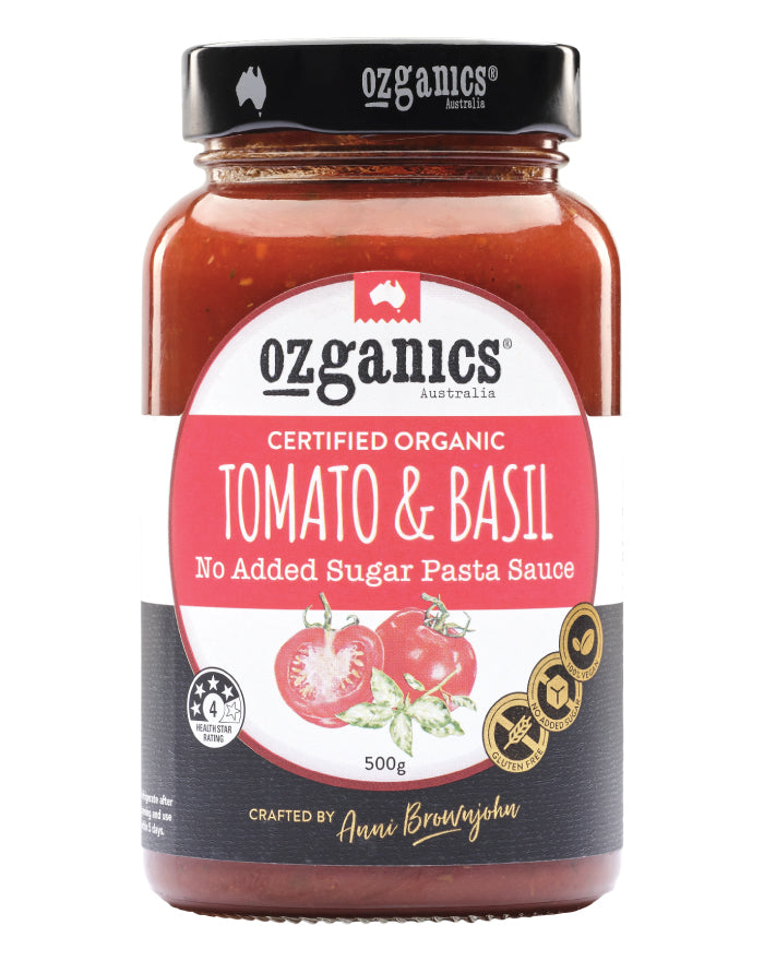 Ozganics Tomato & Basil Organic Pasta Sauce 500g wholesale pasta sauce for Australian retailers