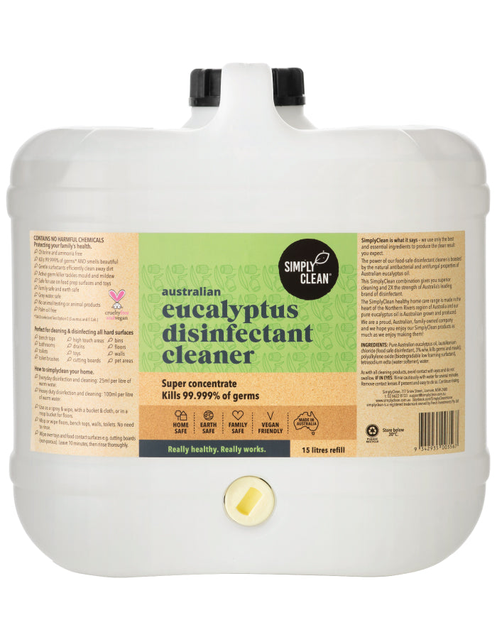 SimplyClean Eucalyptus Disinfectant Cleaner 15 ltr bulk refill cleaning product