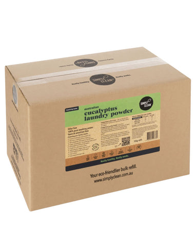 SimplyClean Eucalyptus Laundry Powder Box 15kg toxin free bulk laundry powder