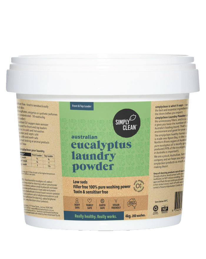 SimplyClean Eucalyptus Laundry Powder Pail 4kg bulk refill cleaning product