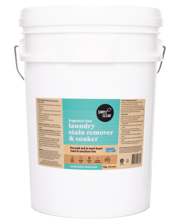 SimplyClean Laundry Stain Remover & Soaker - Fragrance Free 15kg bulk refill cleaning product