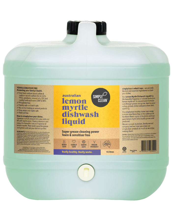 SimplyClean Lemon Myrtle Dishwash Liquid 15 ltr bulk refill cleaning product